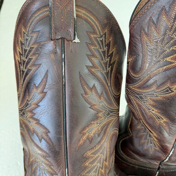 Size 11 - Justin Western Cowboy Leather Men's Boots- Dark Brown Leather - Picture 5 of 10